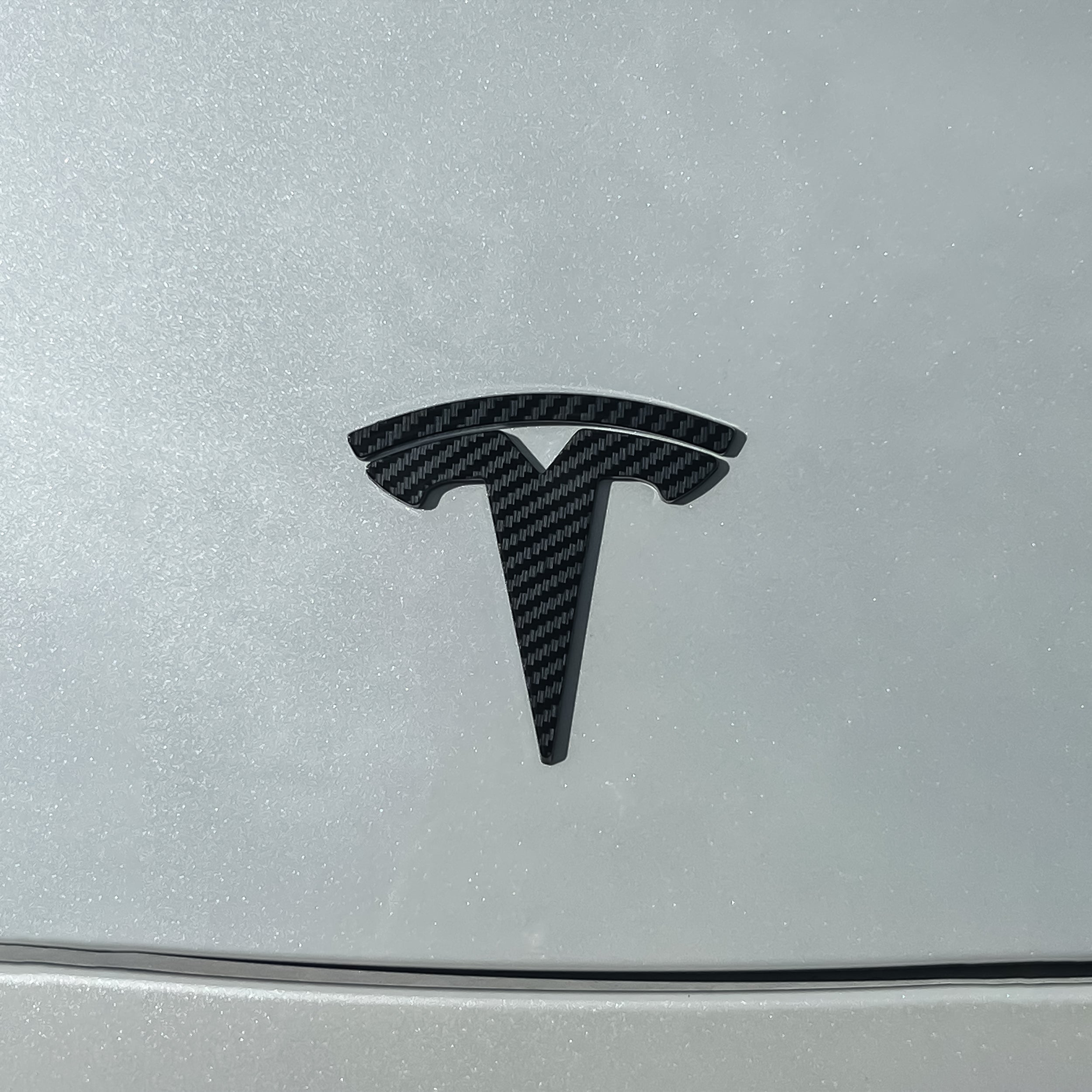 Carbon Fiber Tesla Logo Emblem Cover