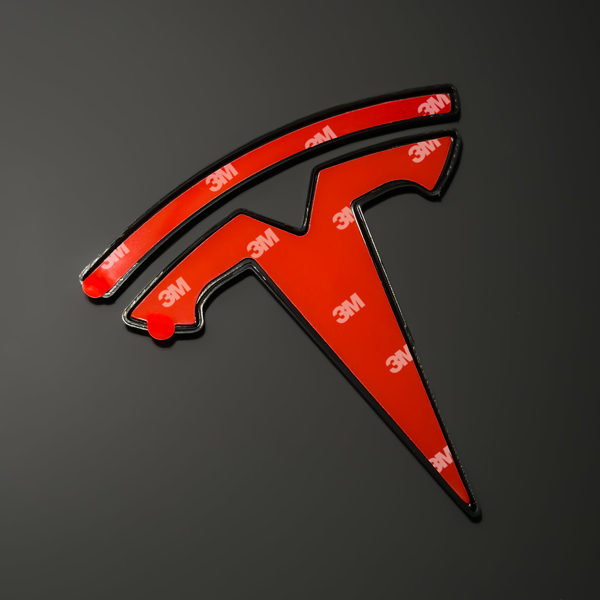 Glossy Red Tesla Logo Emblem Cover