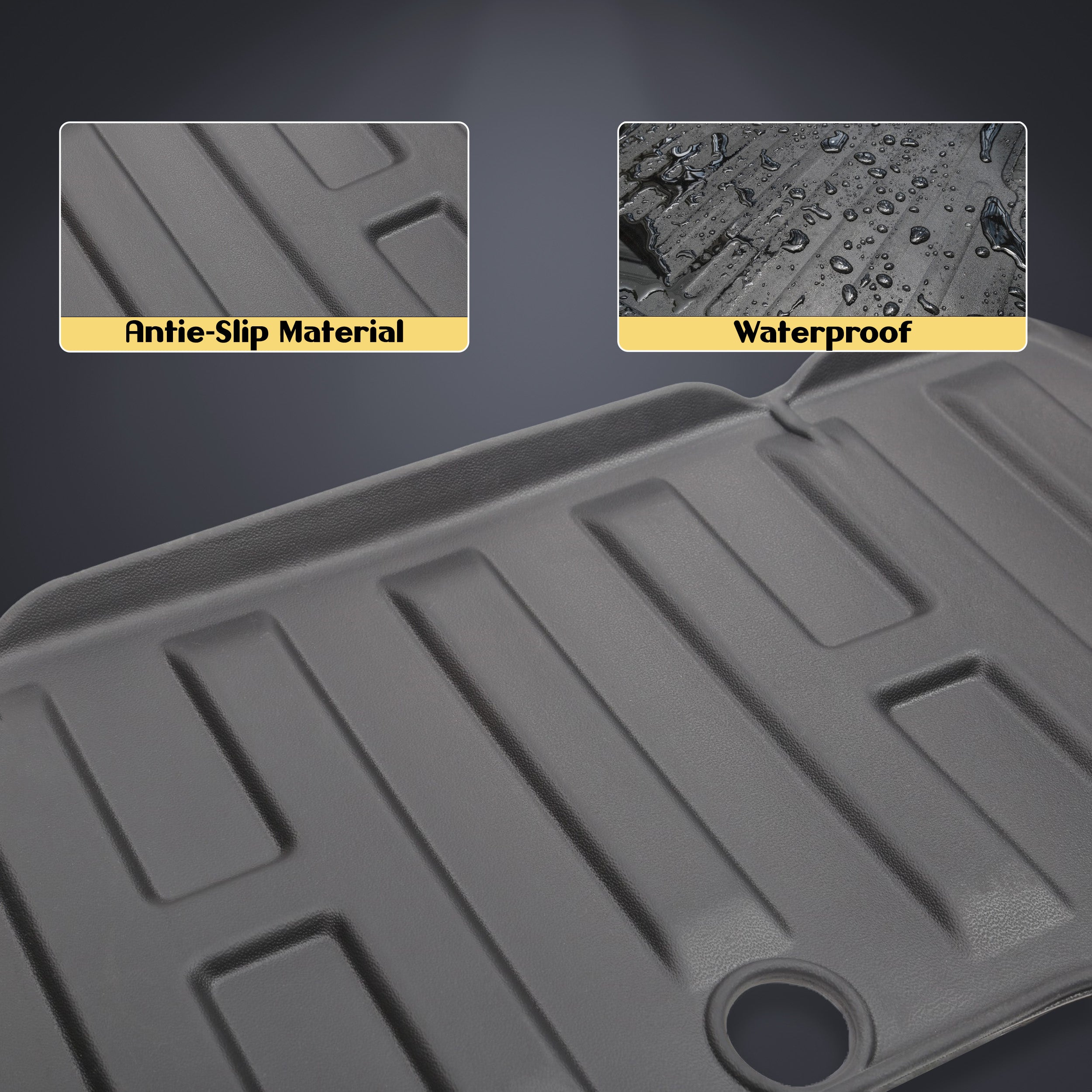 TPE Trunk Mat For Tesla Cybertruck / Litchi-grain under Trunk Floor Mat