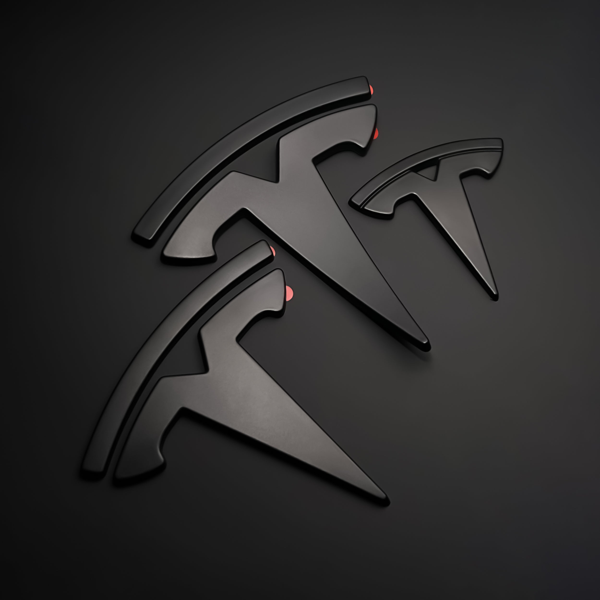 Matte & Glossy Black Tesla Logo Emblem Cover