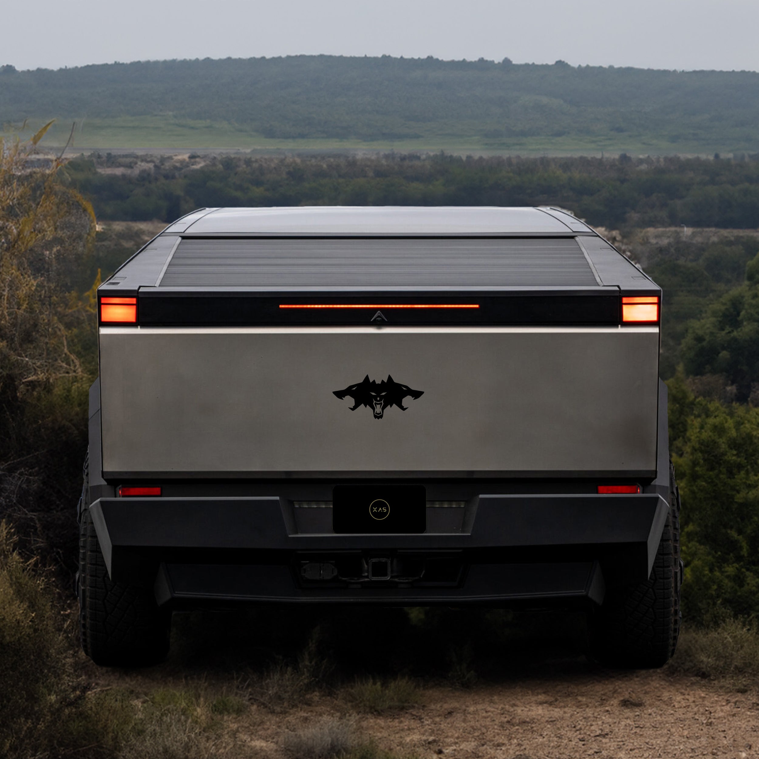 Matte Black Cyberbeast Tesla Logo Vinyl Decal for Any Surface & Size