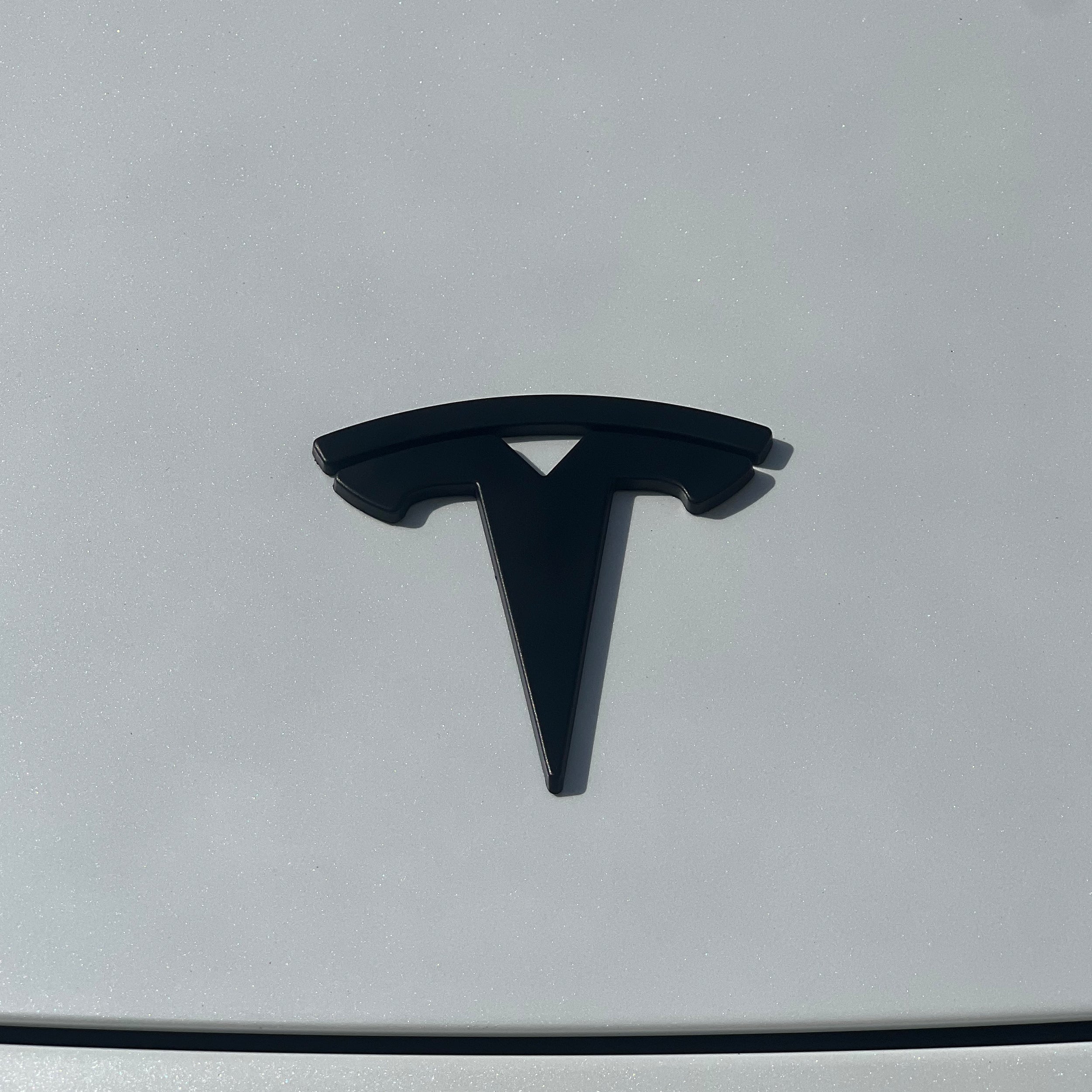 Matte & Glossy Black Tesla Logo Emblem Cover